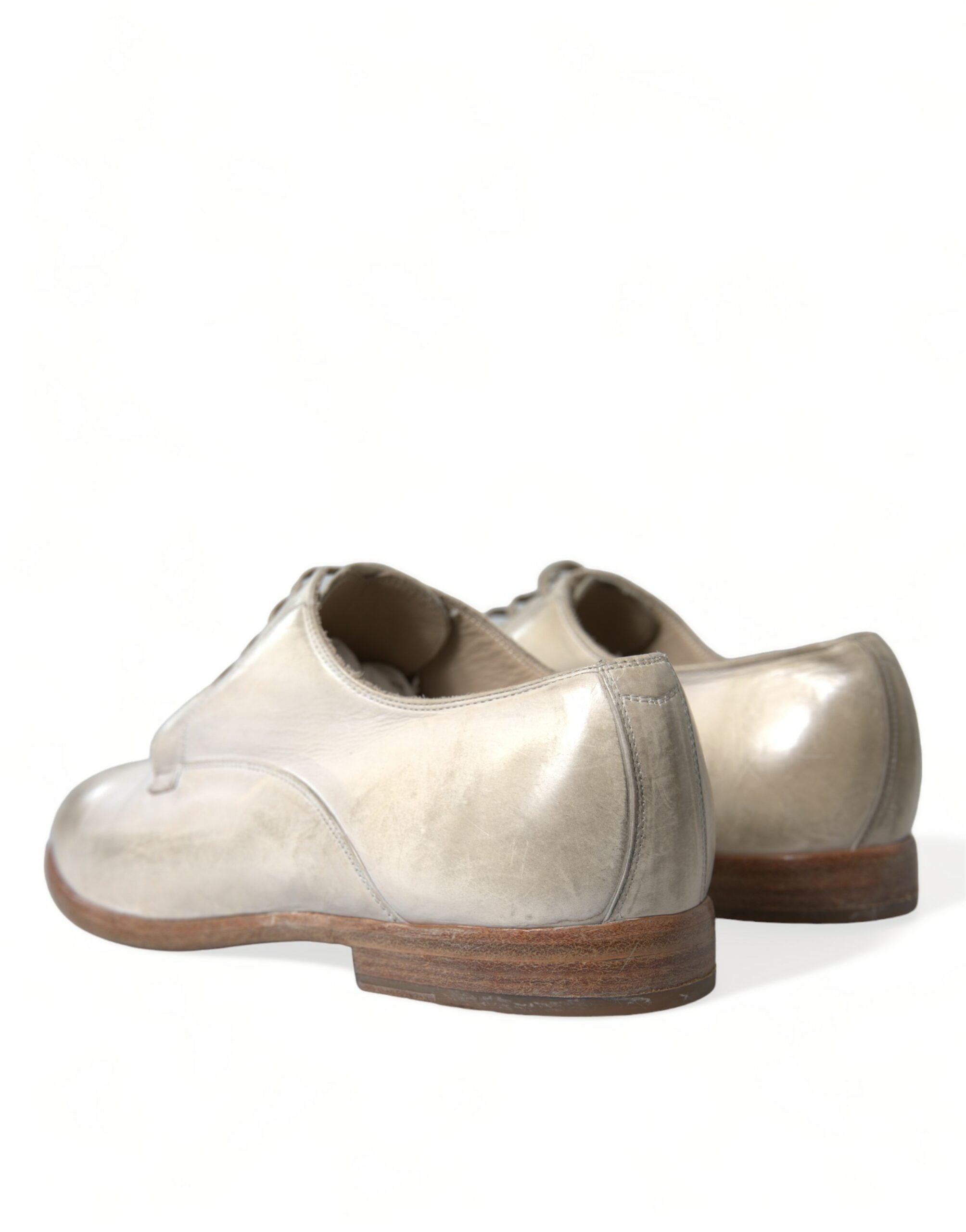 Dolce &amp; Gabbana White Distressed Leather Derby Dress Shoes