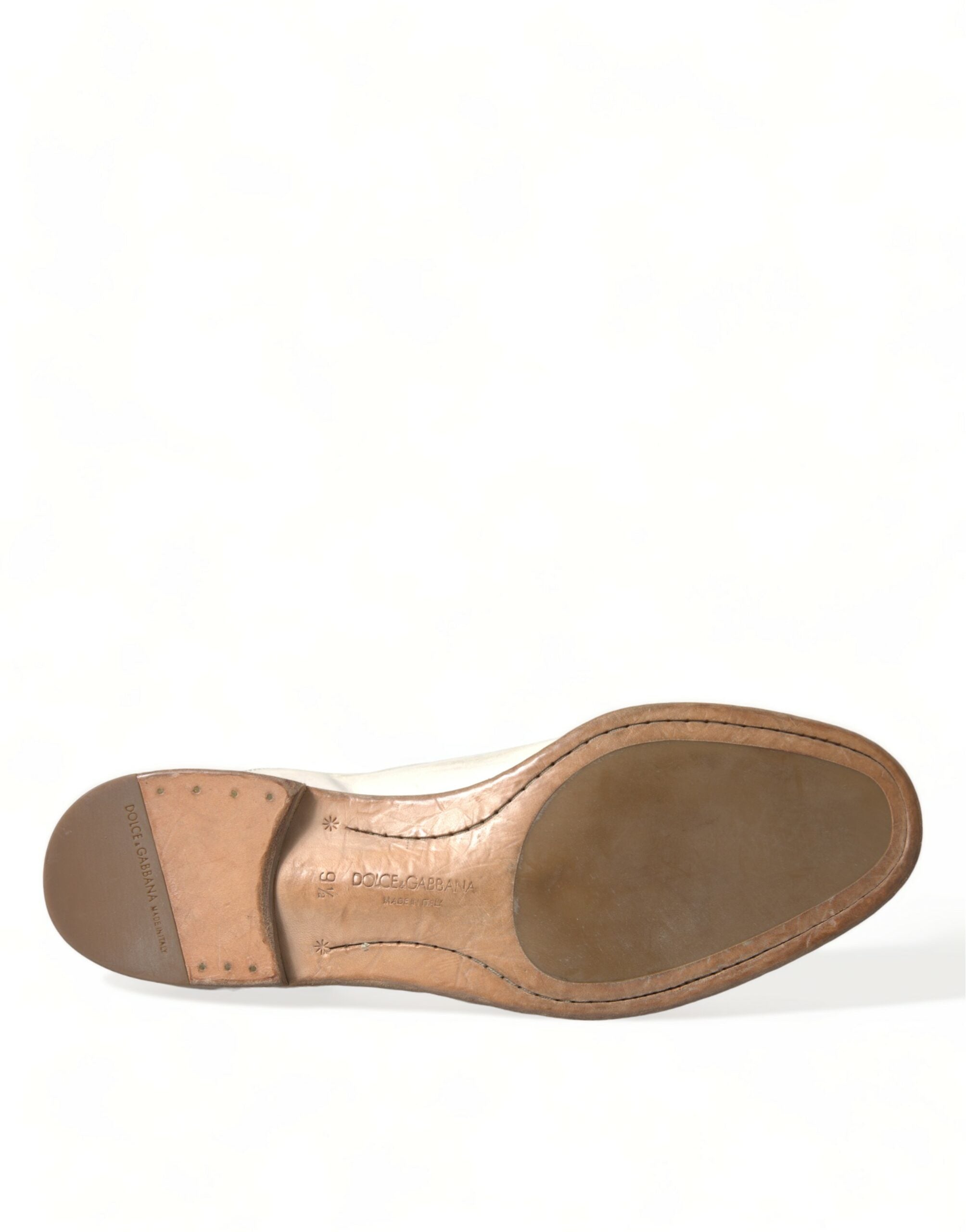 Dolce &amp; Gabbana White Distressed Leather Derby Dress Shoes