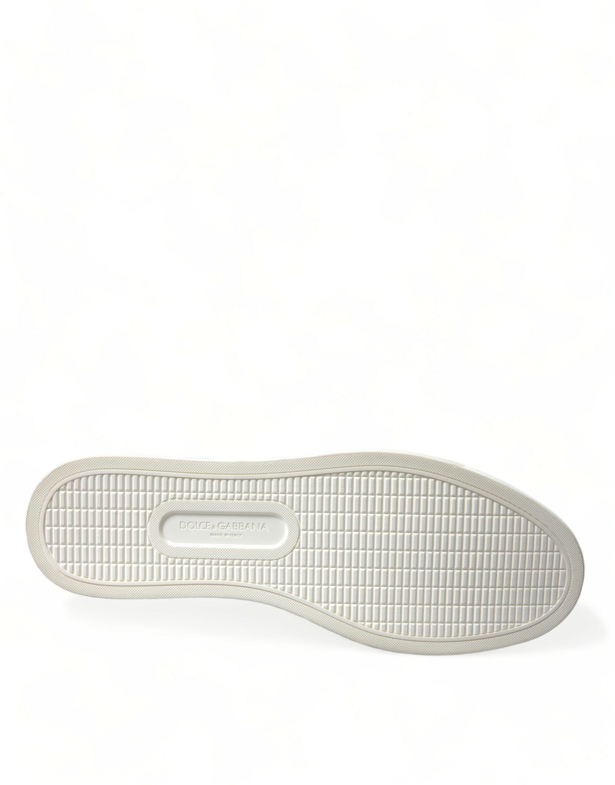 Dolce &amp; Gabbana White Bordeaux Leather Logo Low Top Sneakers Shoes