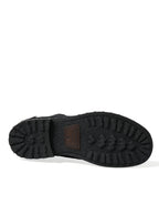 Dolce &amp; Gabbana Black Pony Style Leather Mid Calf Boots Shoes