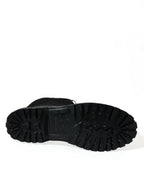 Dolce &amp; Gabbana Black Chioggia Rubber Suede Rain Boots Shoes