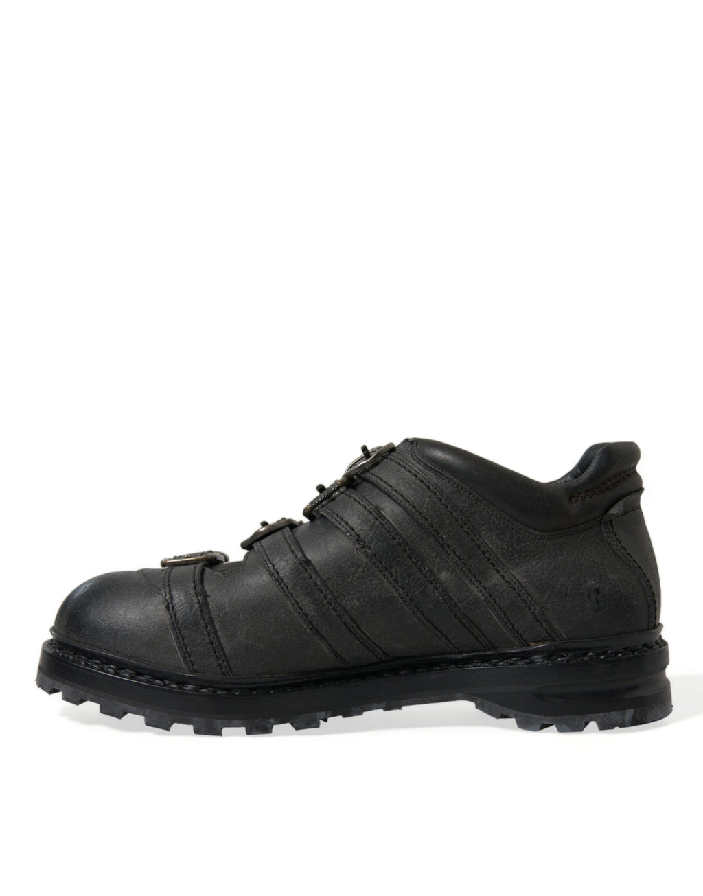 Dolce &amp; Gabbana Black Leather Strap Men Ankle Boots Shoes