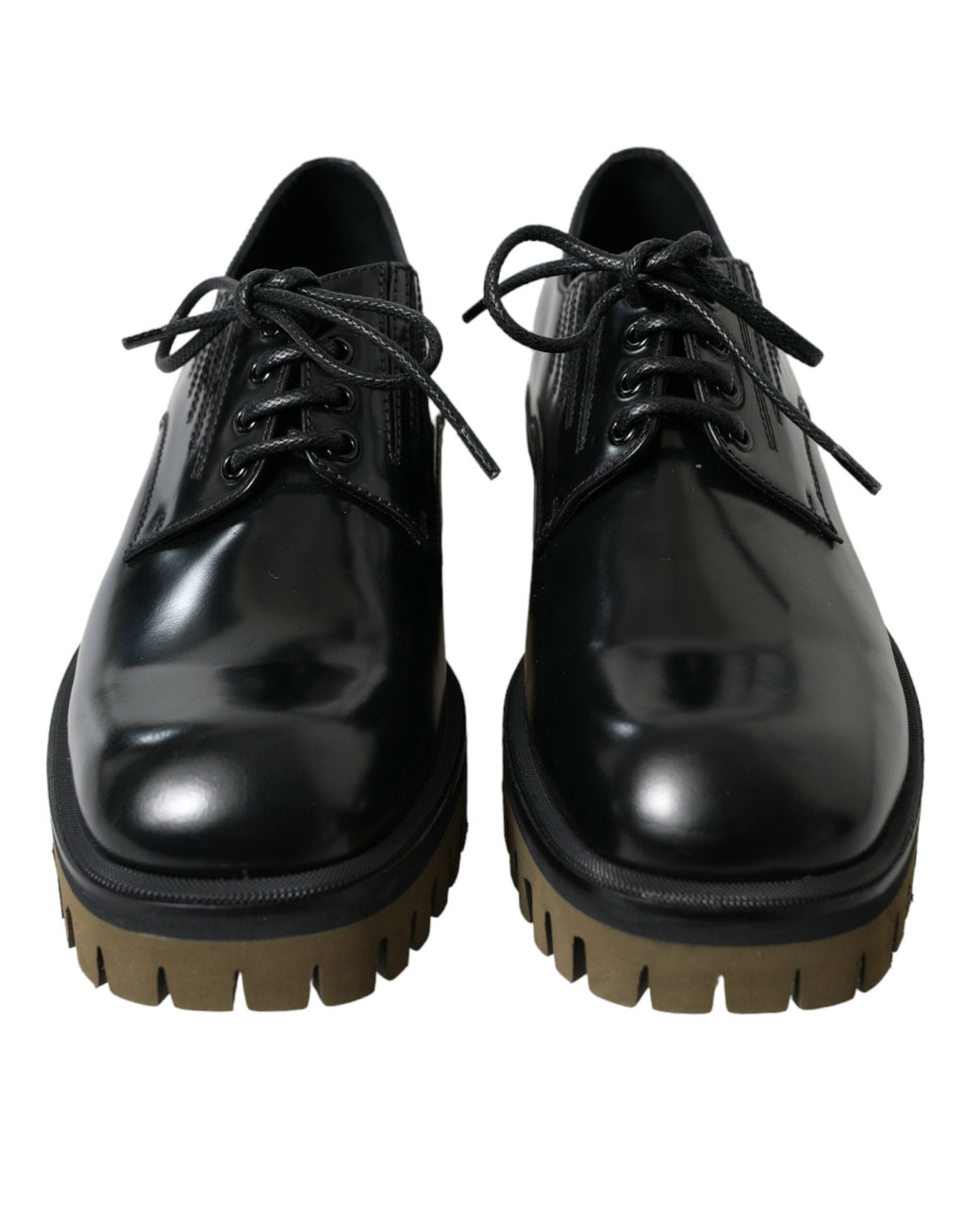 Dolce &amp; Gabbana Black Leather Lace Up Derby Men Dress Shoes