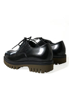 Dolce &amp; Gabbana Black Leather Lace Up Derby Men Dress Shoes