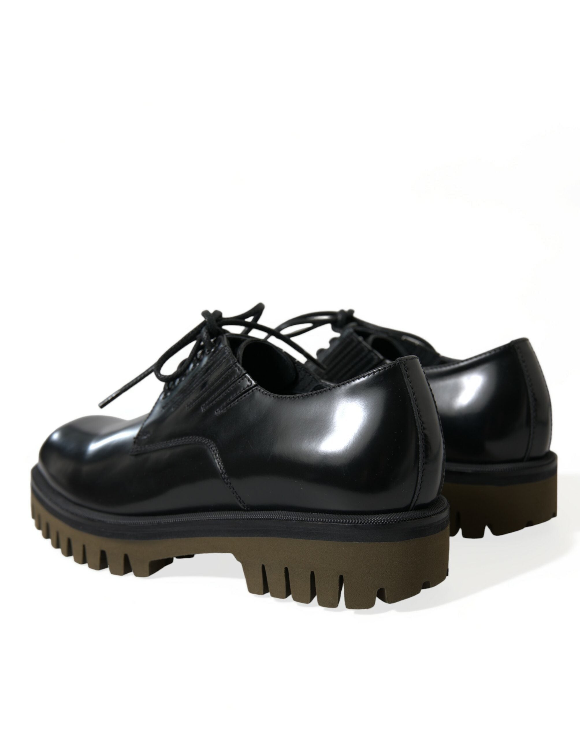 Dolce &amp; Gabbana Black Leather Lace Up Derby Men Dress Shoes