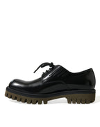 Dolce &amp; Gabbana Black Leather Lace Up Derby Men Dress Shoes