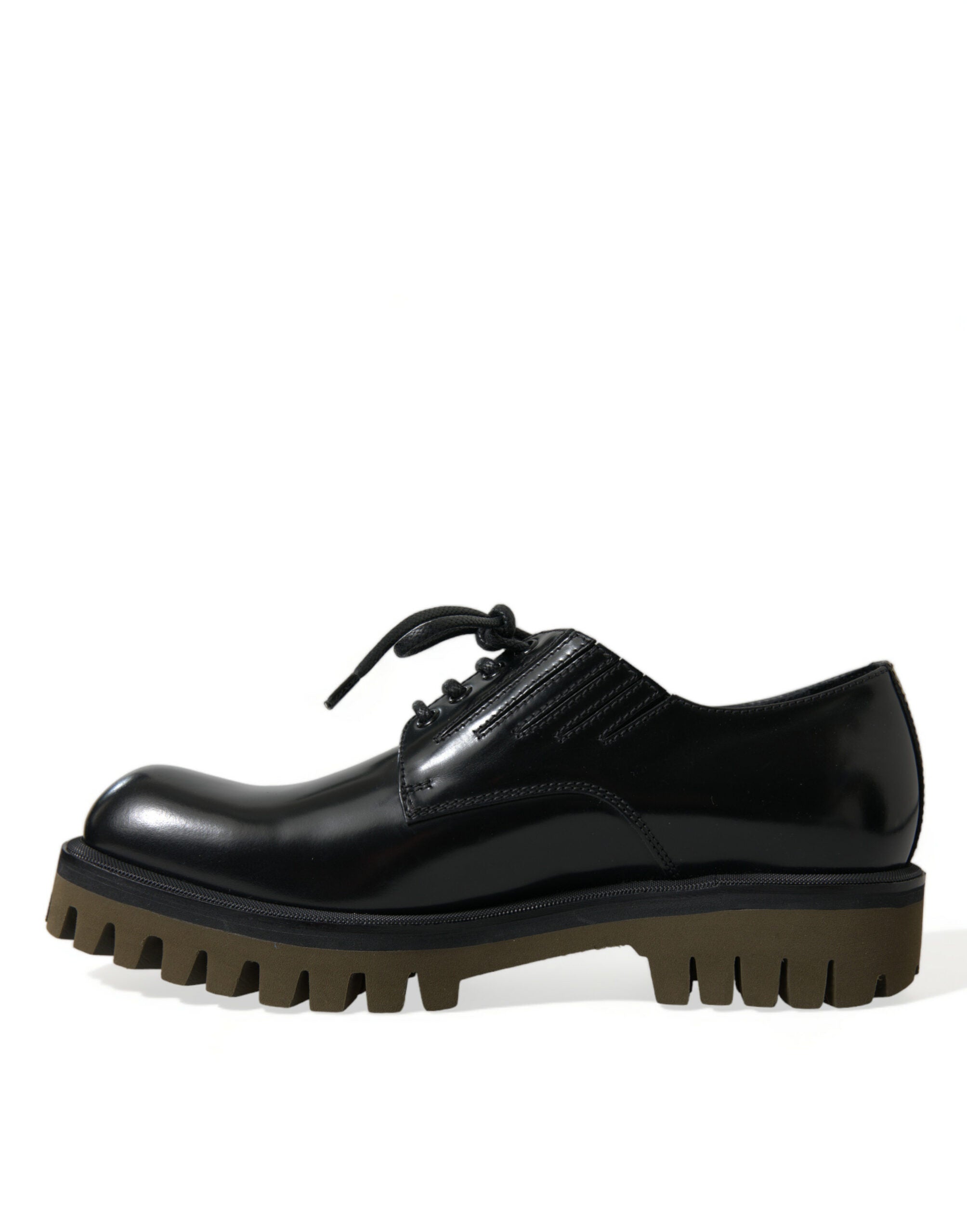 Dolce &amp; Gabbana Black Leather Lace Up Derby Men Dress Shoes