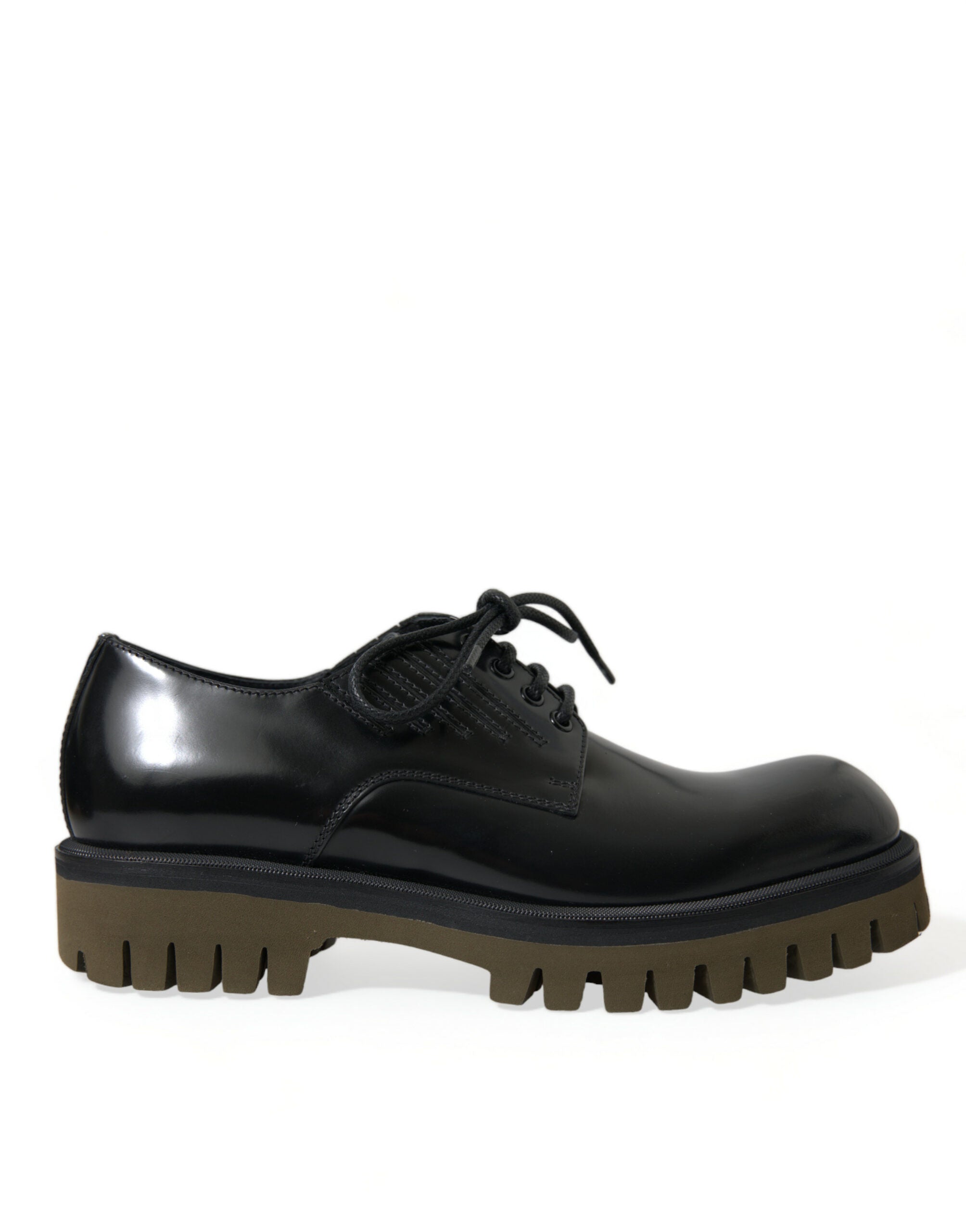 Dolce &amp; Gabbana Black Leather Lace Up Derby Men Dress Shoes