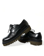 Dolce &amp; Gabbana Black Leather Lace Up Derby Men Dress Shoes