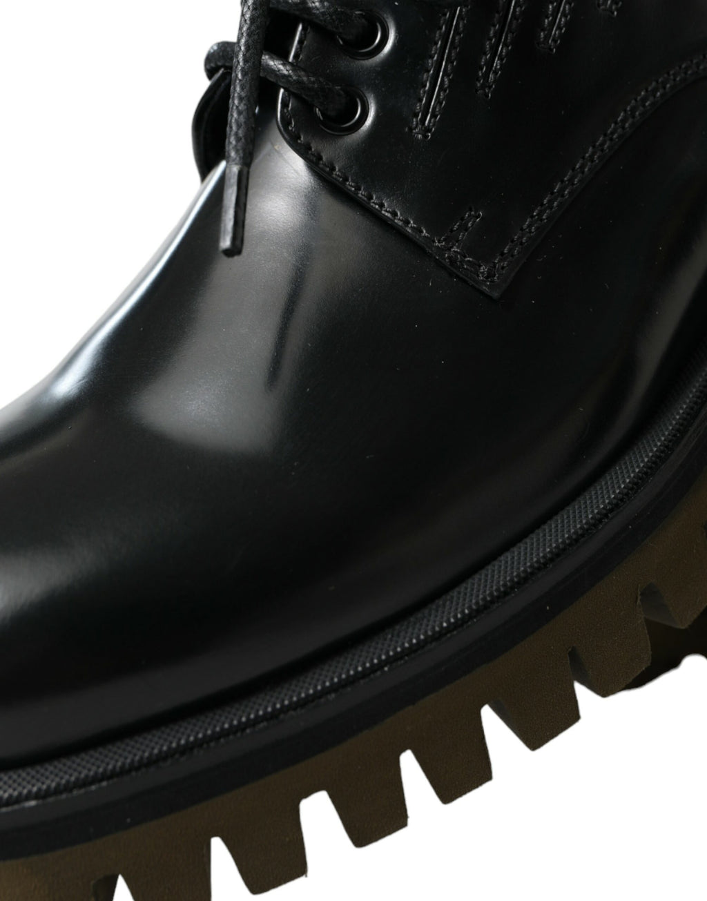 Dolce &amp; Gabbana Black Leather Lace Up Derby Men Dress Shoes