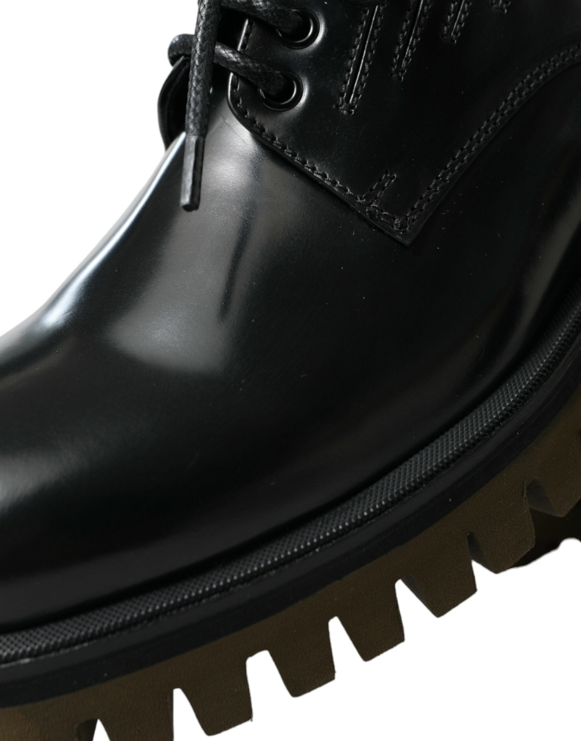 Dolce &amp; Gabbana Black Leather Lace Up Derby Men Dress Shoes