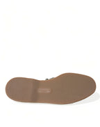 Dolce &amp; Gabbana Gray Linen Leather Studded Loafers Shoes