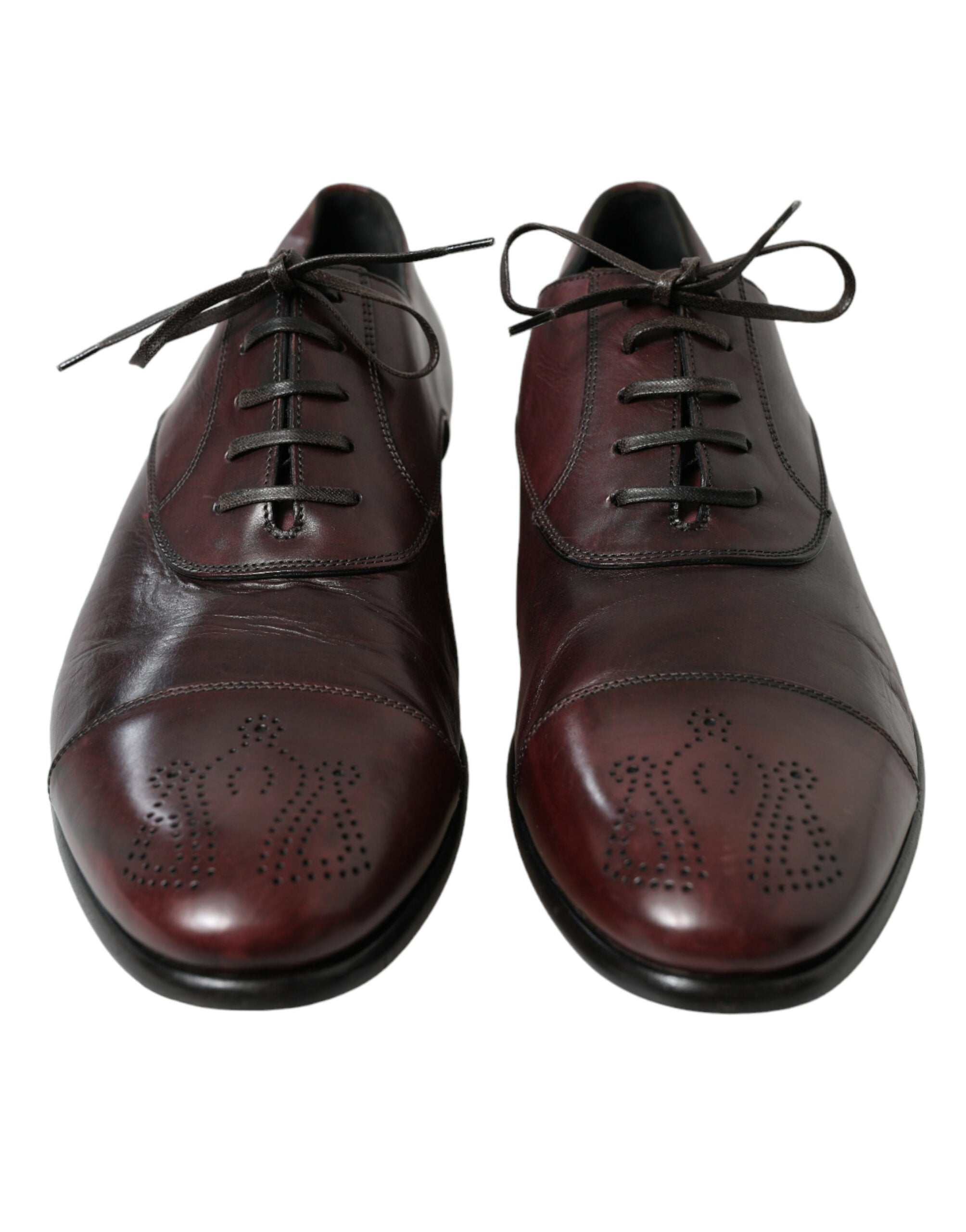 Dolce &amp; Gabbana Bordeaux Leather Men Formal Derby Dress Shoes
