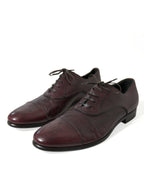 Dolce &amp; Gabbana Bordeaux Leather Men Formal Derby Dress Shoes