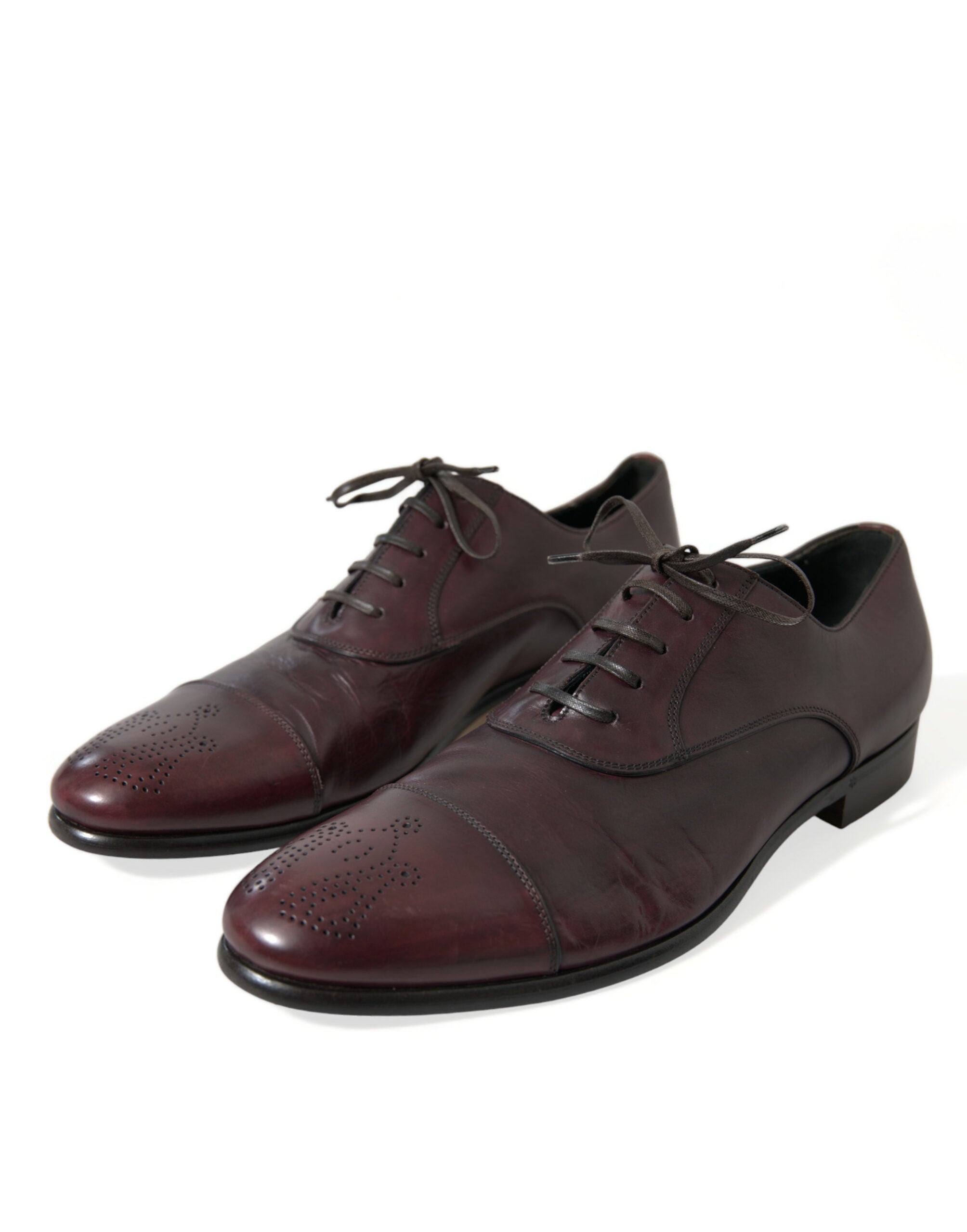 Dolce &amp; Gabbana Bordeaux Leather Men Formal Derby Dress Shoes