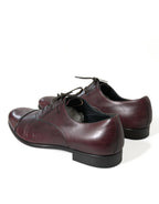 Dolce &amp; Gabbana Bordeaux Leather Men Formal Derby Dress Shoes