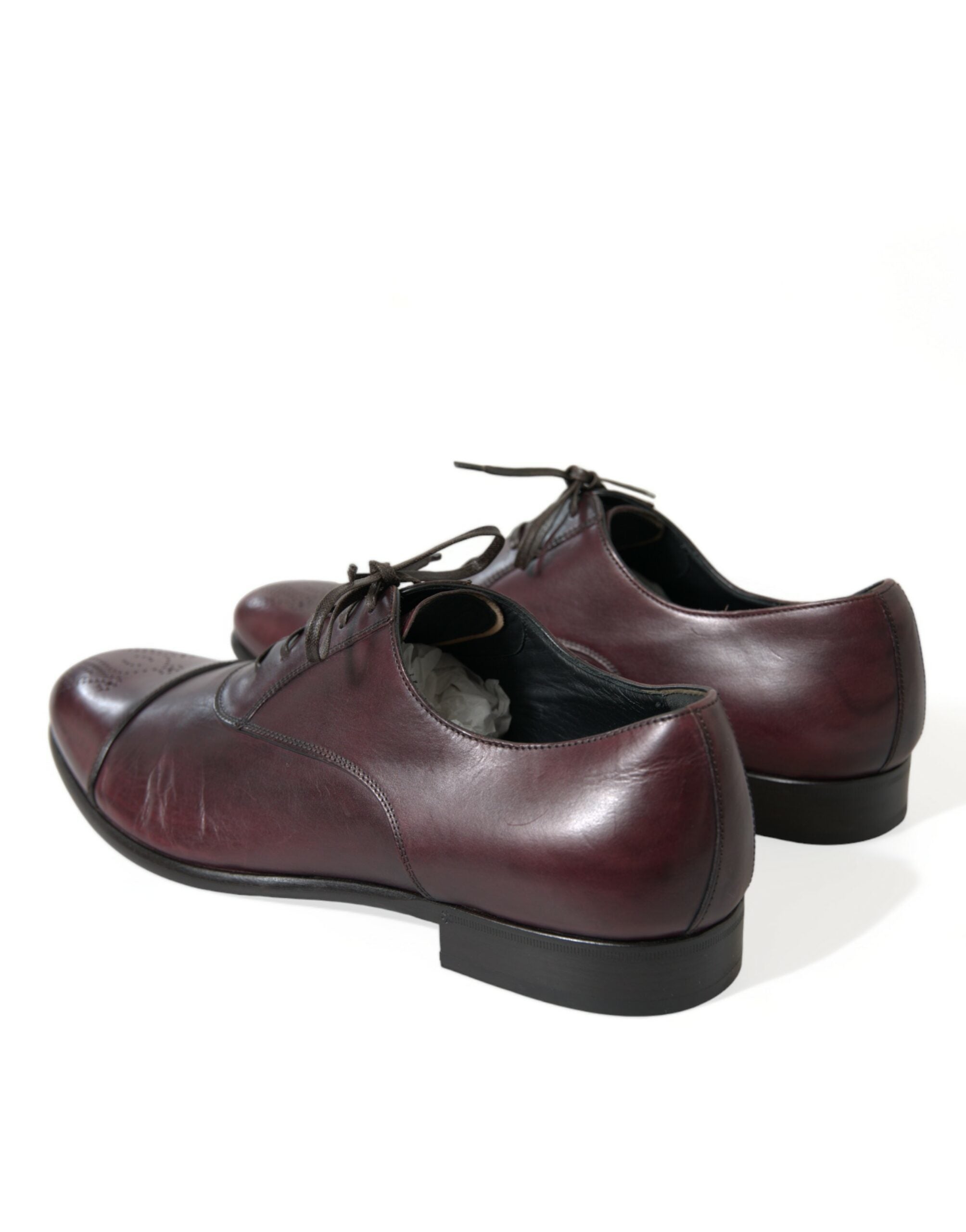 Dolce &amp; Gabbana Bordeaux Leather Men Formal Derby Dress Shoes