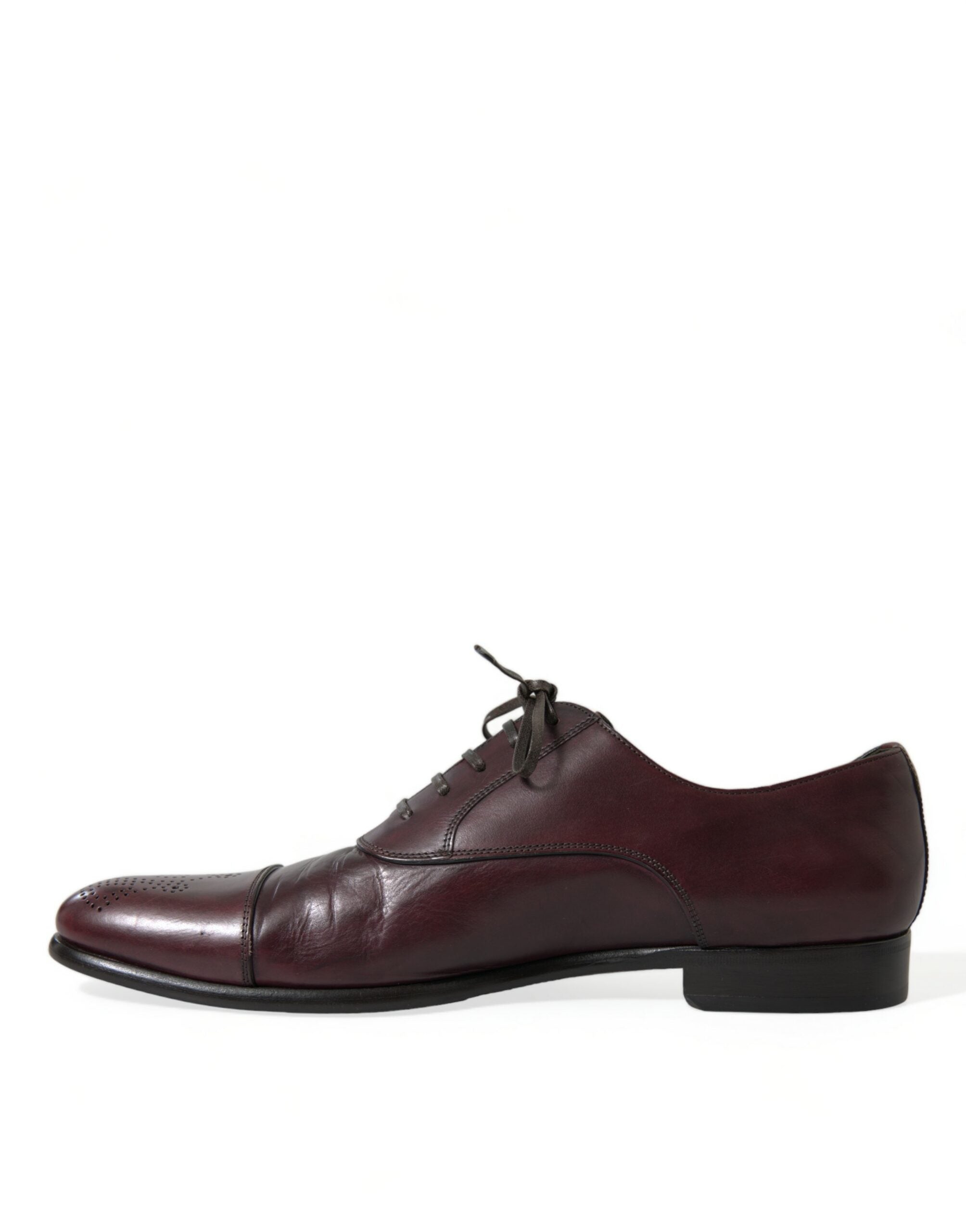 Dolce &amp; Gabbana Bordeaux Leather Men Formal Derby Dress Shoes