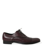 Dolce &amp; Gabbana Bordeaux Leather Men Formal Derby Dress Shoes