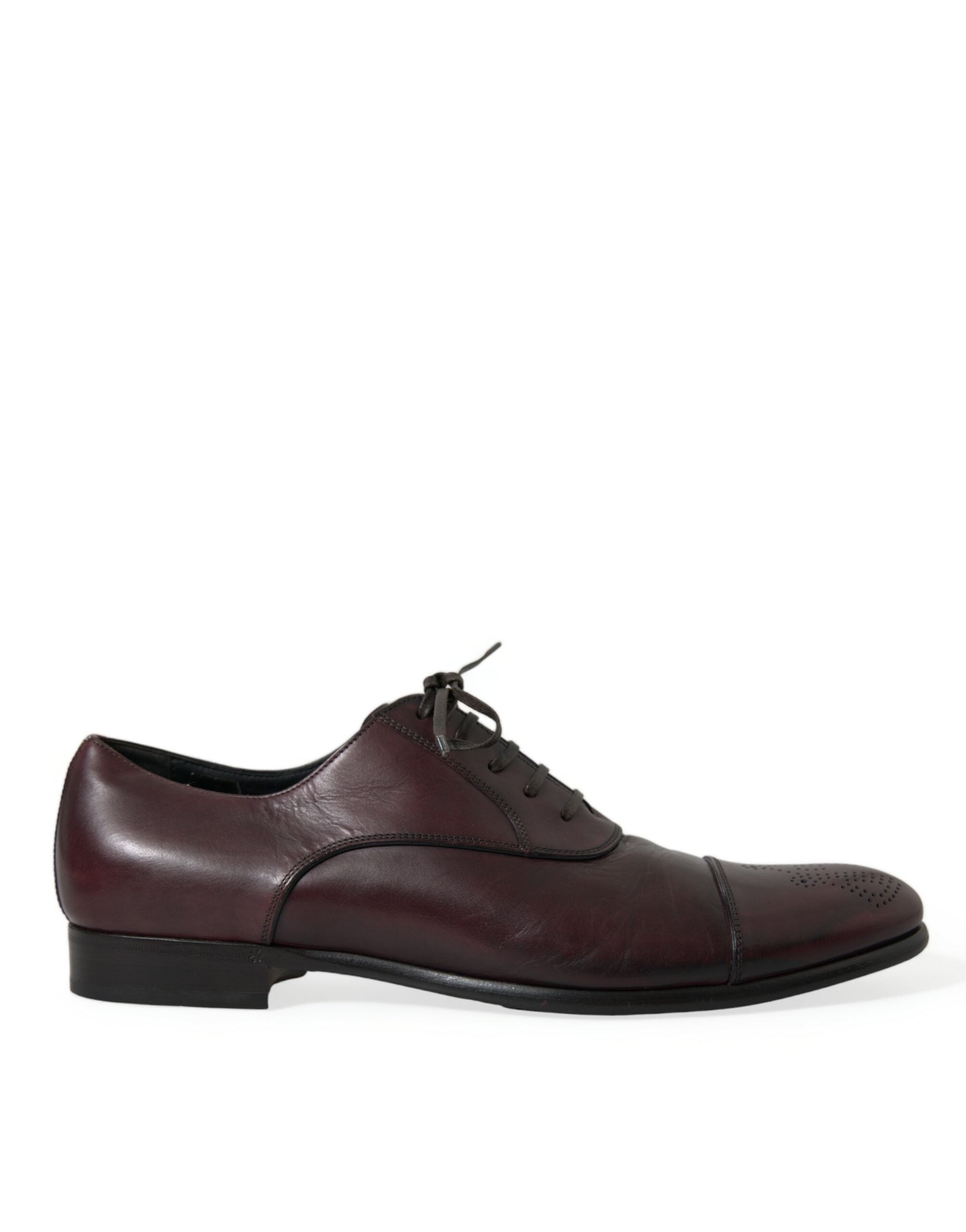 Dolce &amp; Gabbana Bordeaux Leather Men Formal Derby Dress Shoes