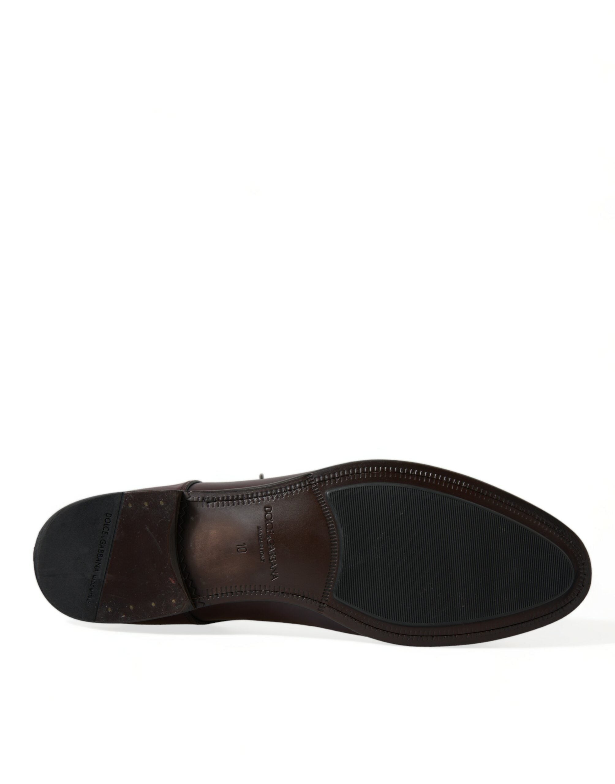Dolce &amp; Gabbana Bordeaux Leather Men Formal Derby Dress Shoes