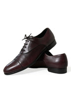 Dolce &amp; Gabbana Bordeaux Leather Men Formal Derby Dress Shoes
