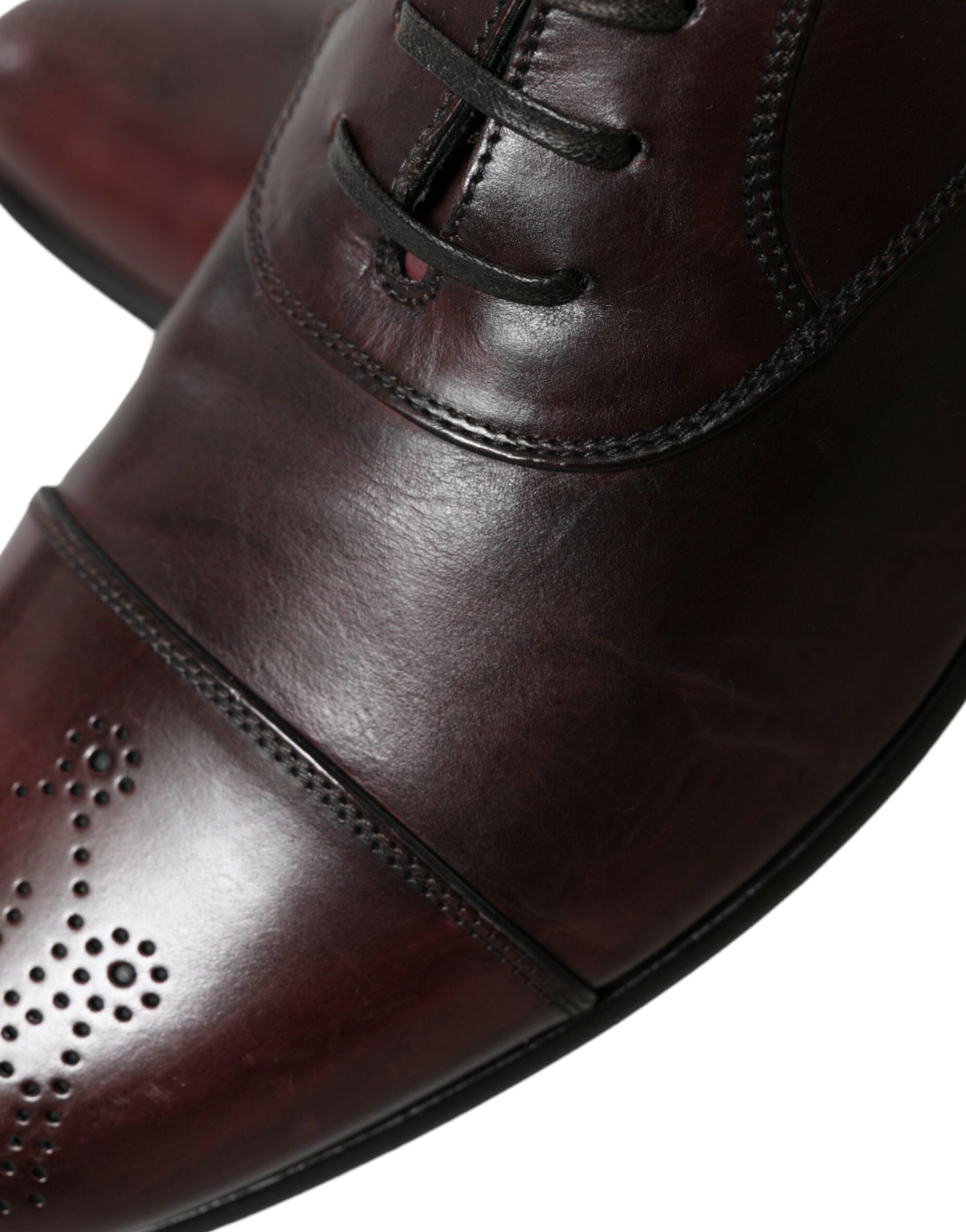 Dolce &amp; Gabbana Bordeaux Leather Men Formal Derby Dress Shoes
