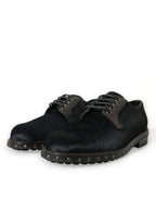 Dolce &amp; Gabbana Black Stable Fur Derby SAN PIETRO Dress Shoes