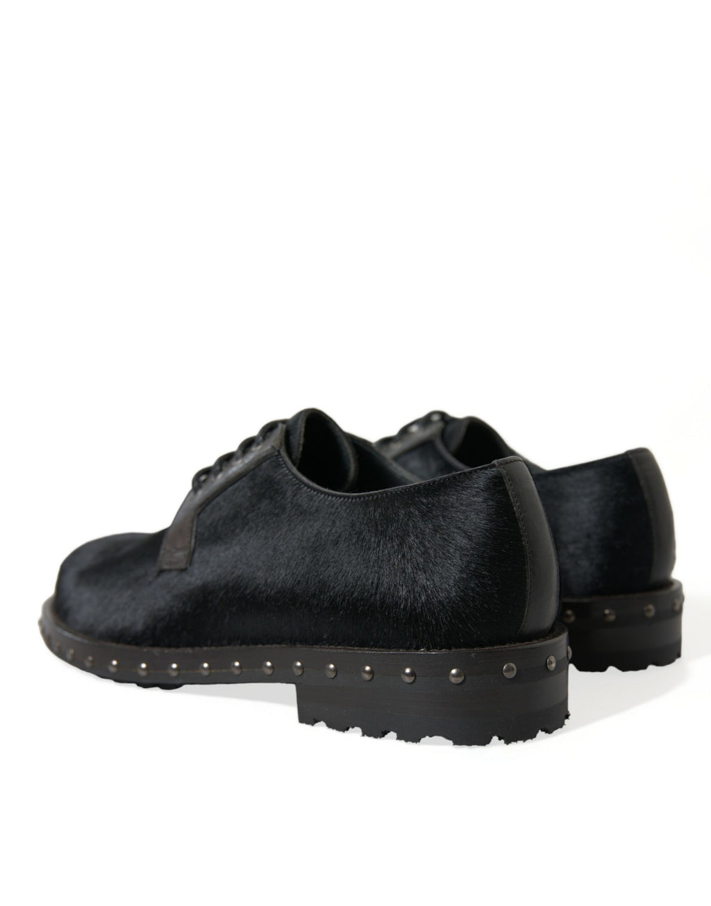 Dolce &amp; Gabbana Black Stable Fur Derby SAN PIETRO Dress Shoes