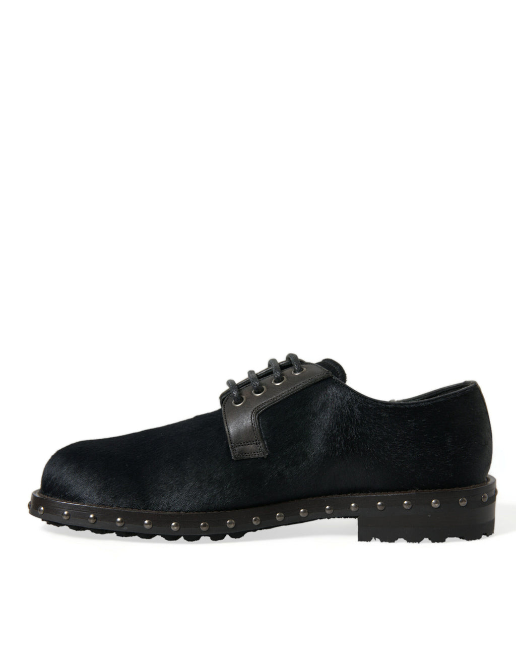 Dolce &amp; Gabbana Black Stable Fur Derby SAN PIETRO Dress Shoes