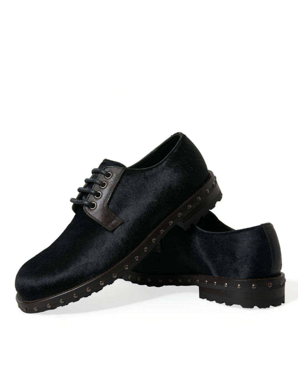 Dolce &amp; Gabbana Black Stable Fur Derby SAN PIETRO Dress Shoes
