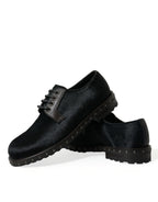 Dolce &amp; Gabbana Black Stable Fur Derby SAN PIETRO Dress Shoes