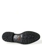 Dolce &amp; Gabbana Black Leather Studded Loafers Dress Shoes