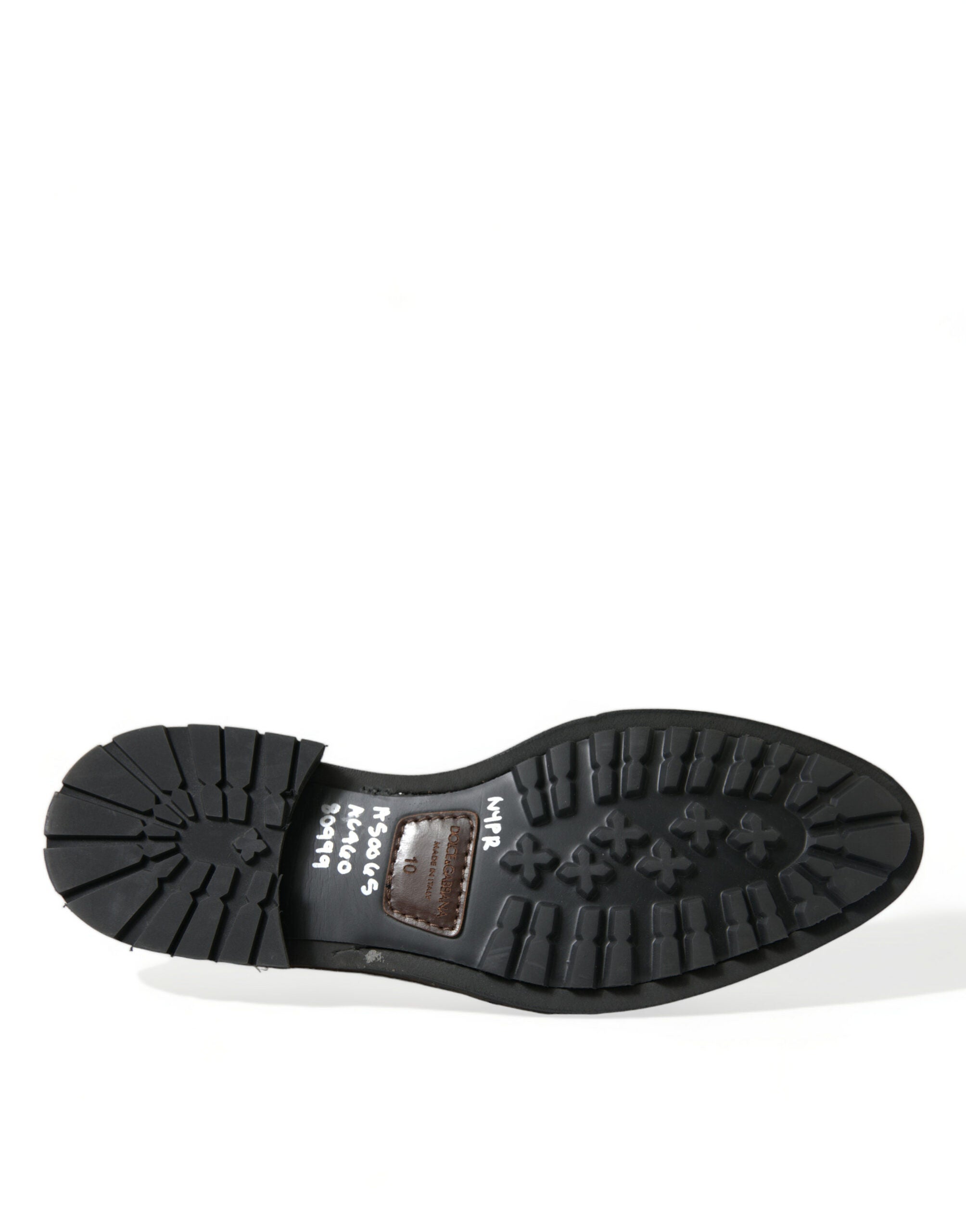 Dolce &amp; Gabbana Black Leather Studded Loafers Dress Shoes