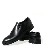 Dolce &amp; Gabbana Black Leather Studded Loafers Dress Shoes