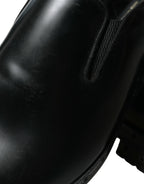 Dolce &amp; Gabbana Black Leather Studded Loafers Dress Shoes