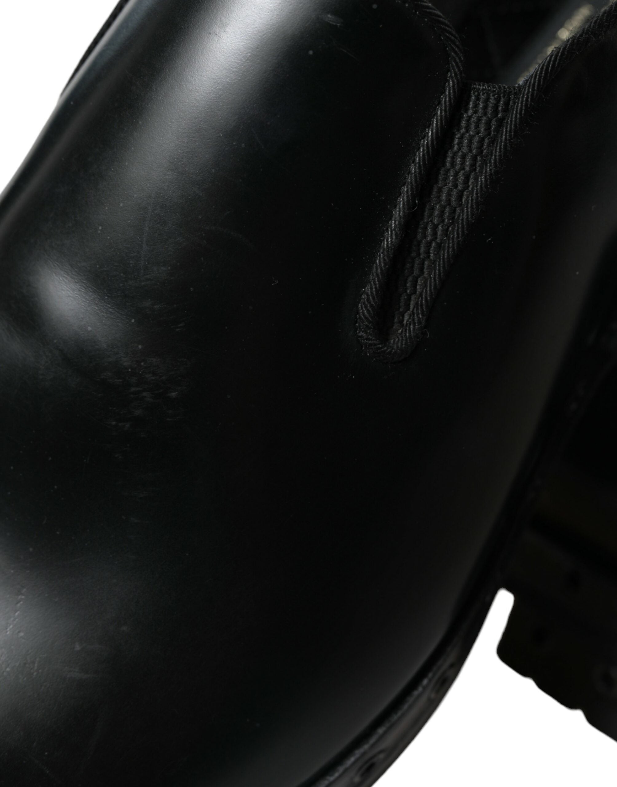 Dolce &amp; Gabbana Black Leather Studded Loafers Dress Shoes