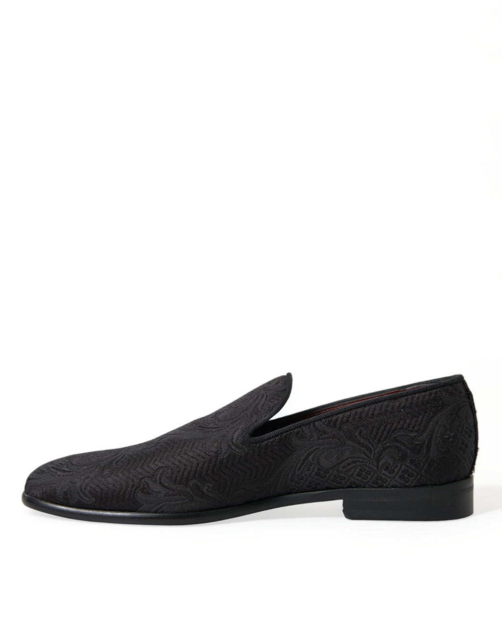 Dolce &amp; Gabbana Black Brocade Men Slip On Loafer Dress Shoes