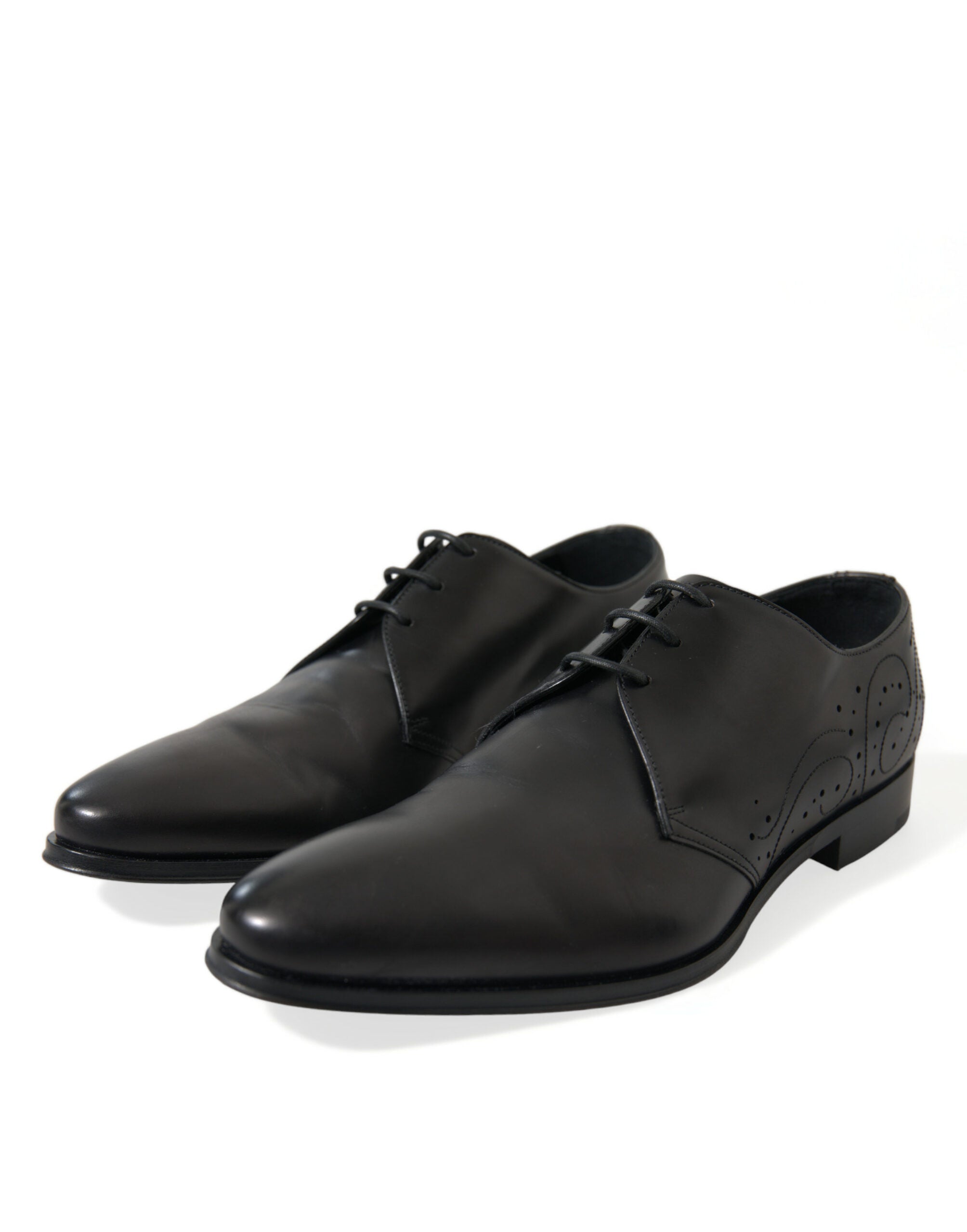 Dolce &amp; Gabbana Black Leather Lace Up Formal Derby Dress Shoes