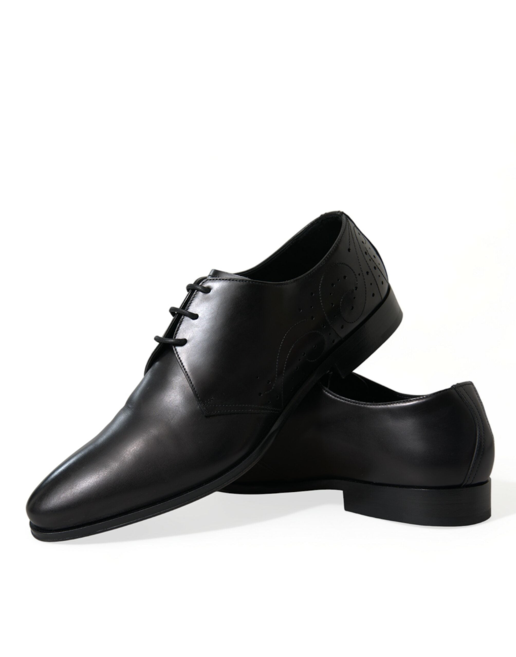 Dolce &amp; Gabbana Black Leather Lace Up Formal Derby Dress Shoes