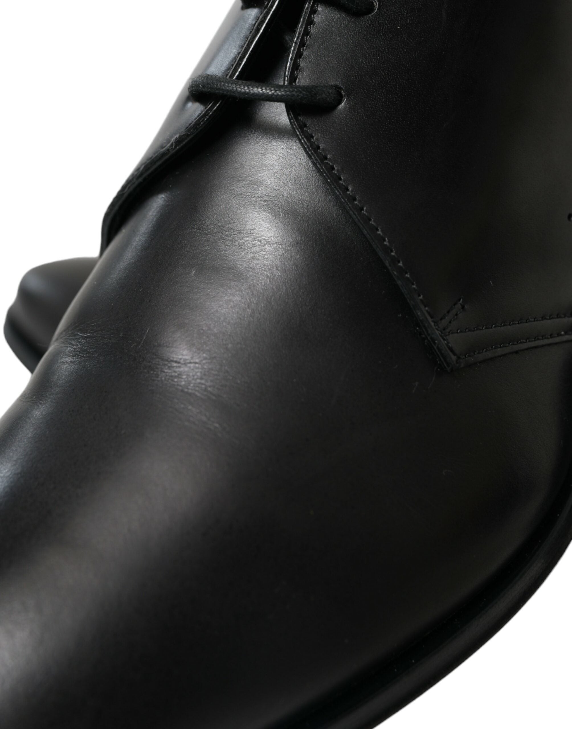 Dolce &amp; Gabbana Black Leather Lace Up Formal Derby Dress Shoes