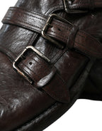 Dolce &amp; Gabbana Brown Leather Strap Formal Dress Shoes
