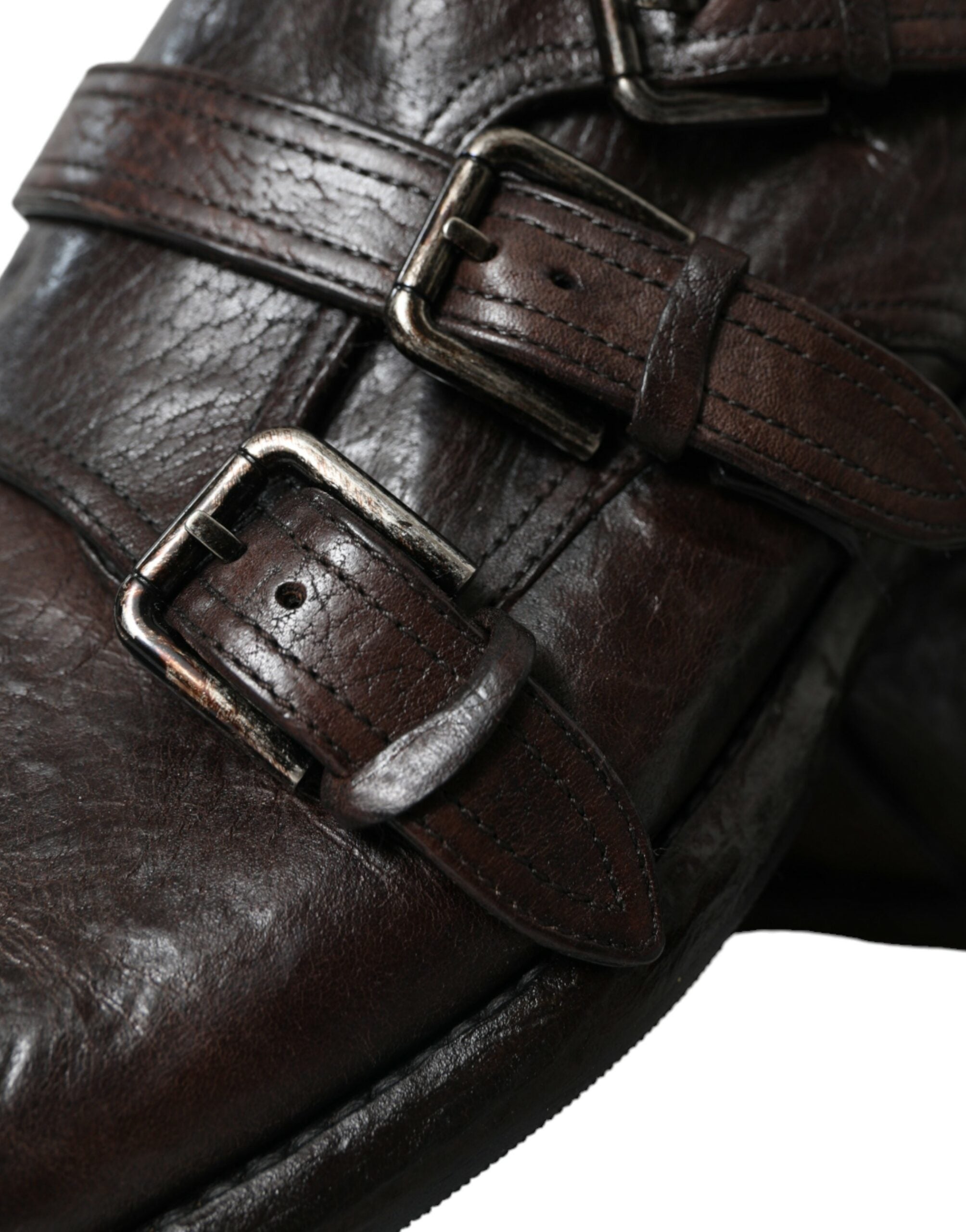 Dolce &amp; Gabbana Brown Leather Strap Formal Dress Shoes