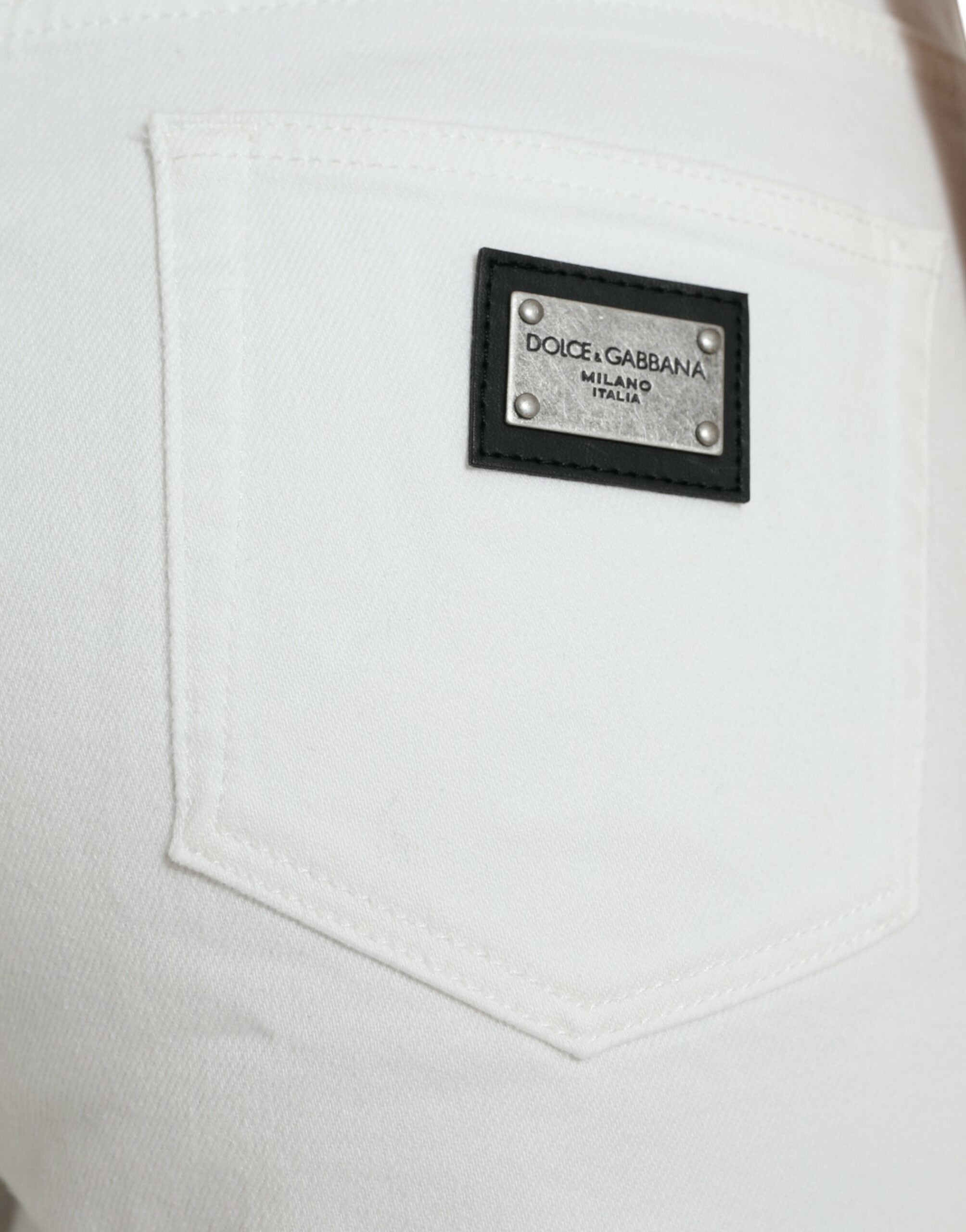Dolce &amp; Gabbana White Cotton Cropped Wide Leg Denim Jeans