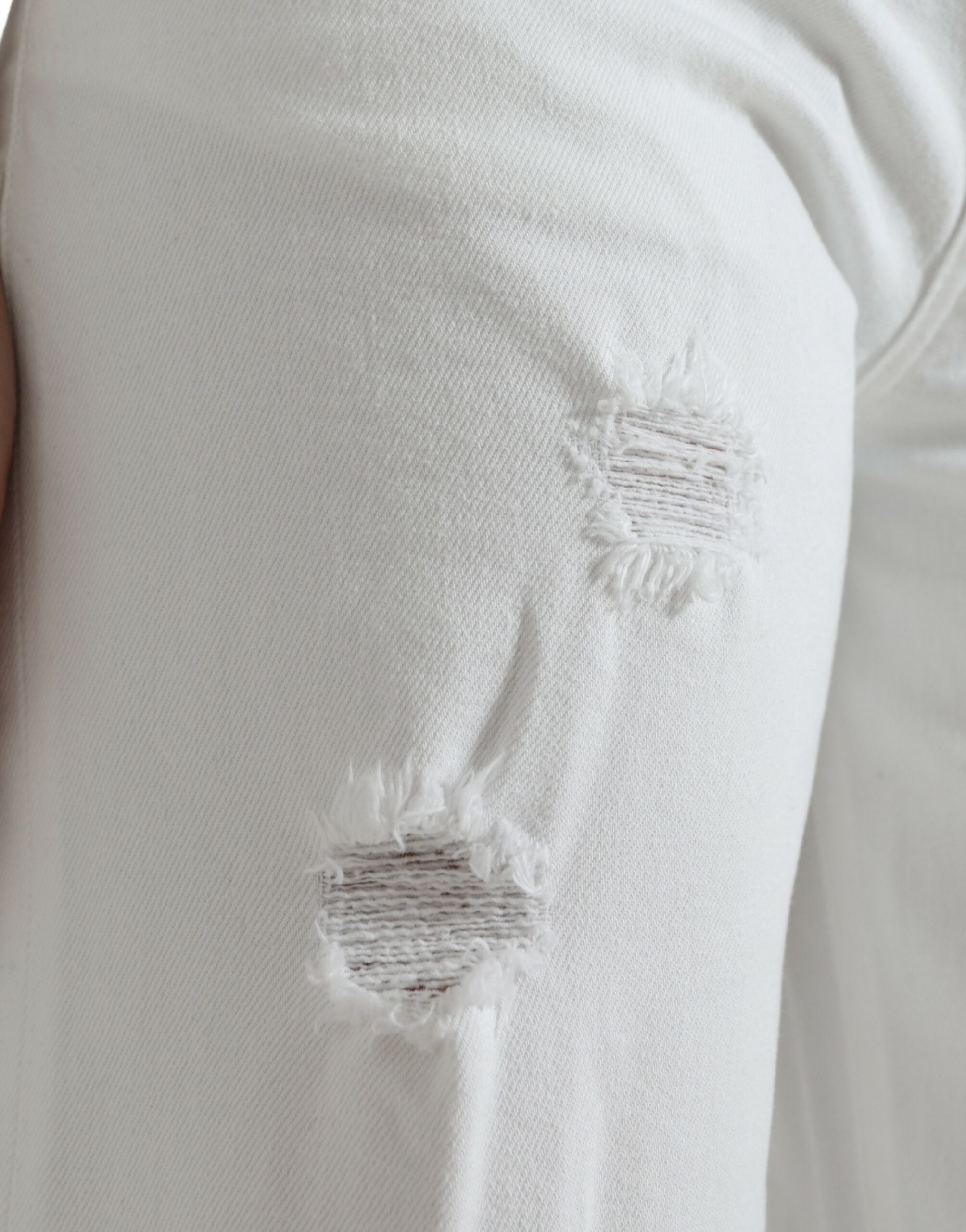 Dolce &amp; Gabbana White Cotton Cropped Wide Leg Denim Jeans