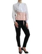Dolce &amp; Gabbana Pink Silk Stretch Belt Waist Strap Corset Top