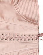Dolce &amp; Gabbana Pink Silk Stretch Belt Waist Strap Corset Top