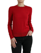 Dolce &amp; Gabbana Red Wool Knitted Crew Neck Pullover Sweater