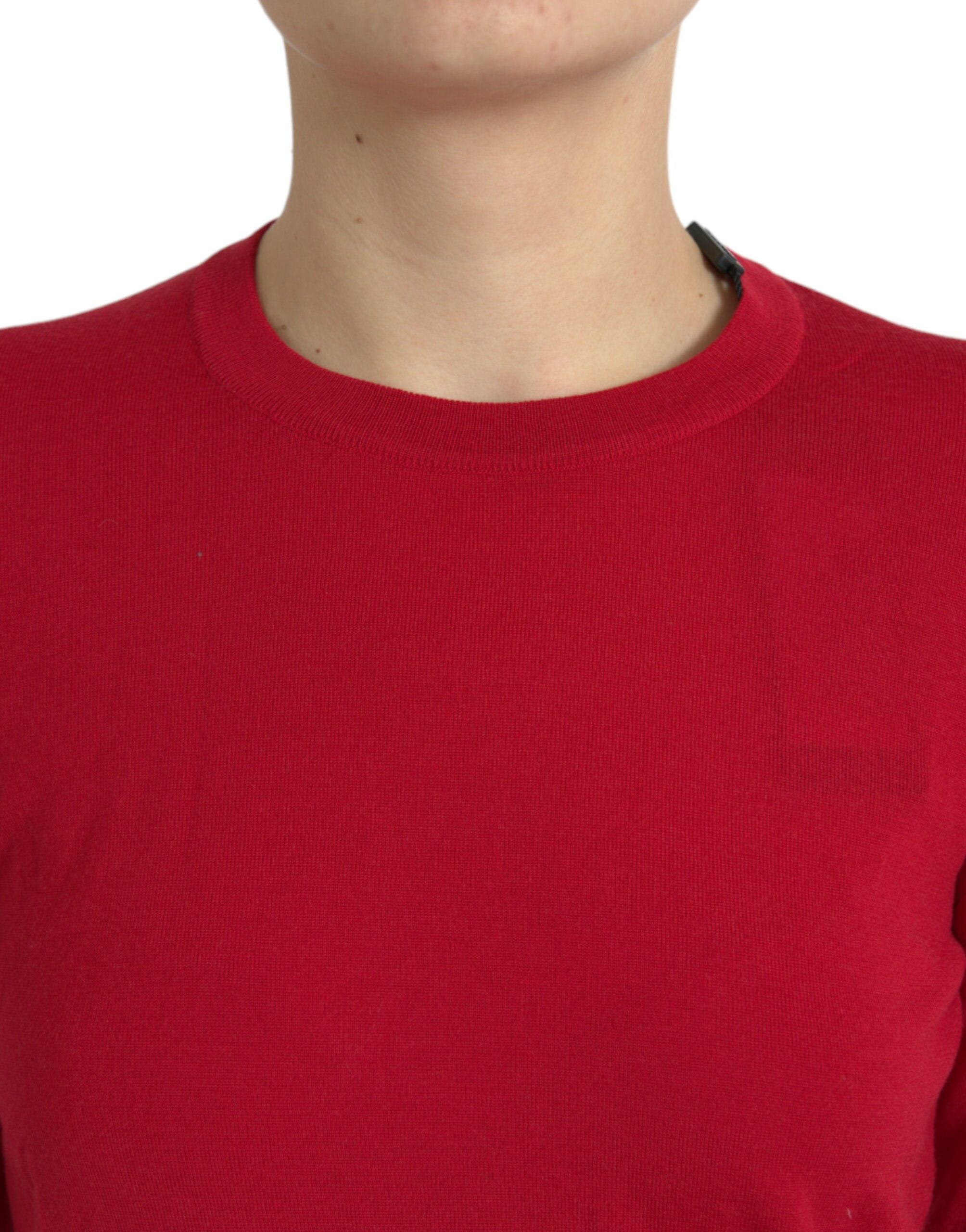 Dolce &amp; Gabbana Red Wool Knitted Crew Neck Pullover Sweater