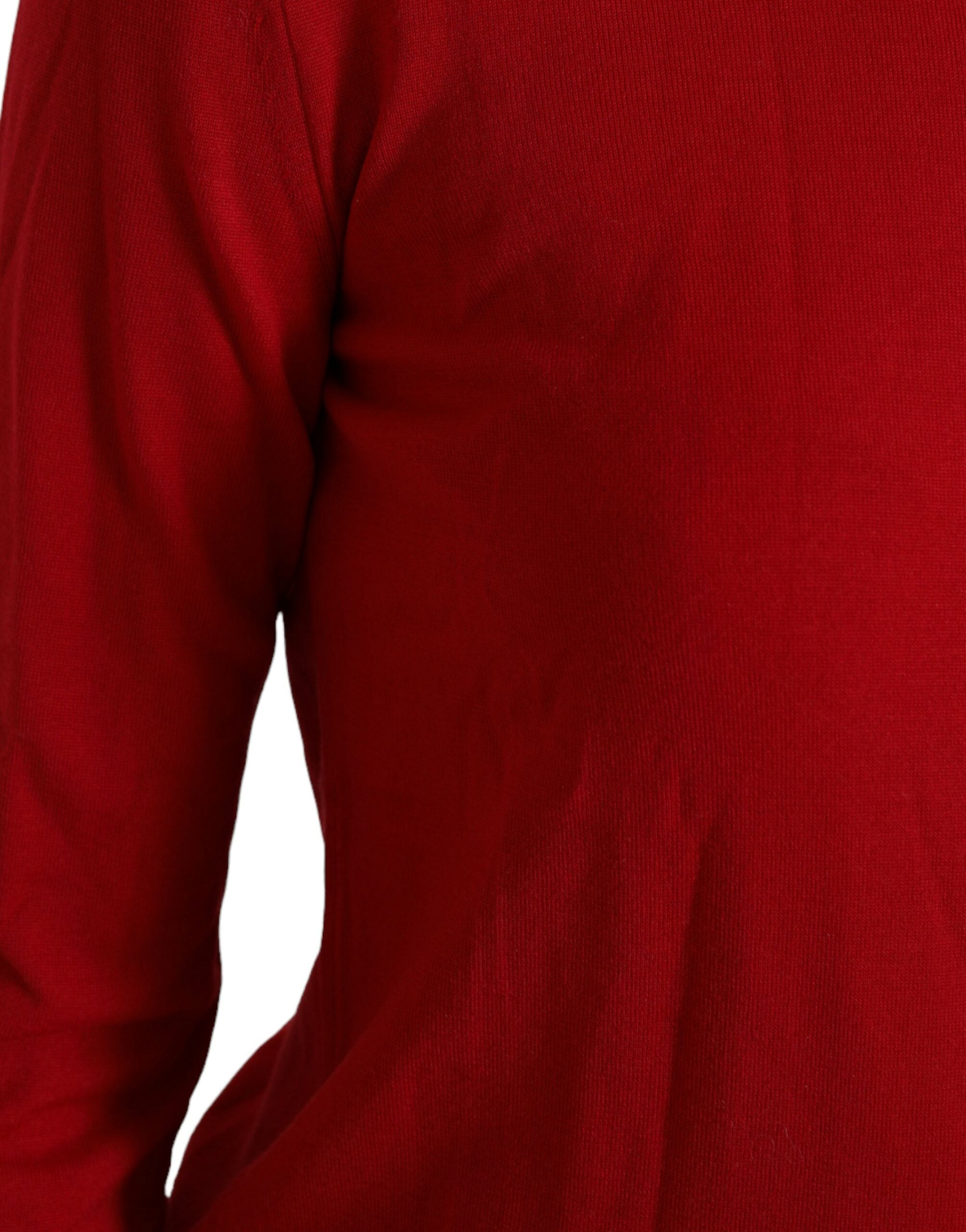 Dolce &amp; Gabbana Red Wool Knitted Crew Neck Pullover Sweater